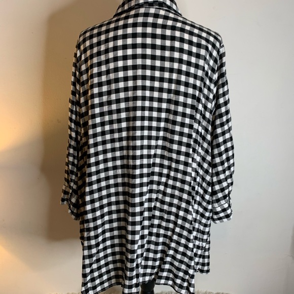 Chelsea & Theodore Black White Checkered Blouse Plus Size 3X - Picture 2 of 6